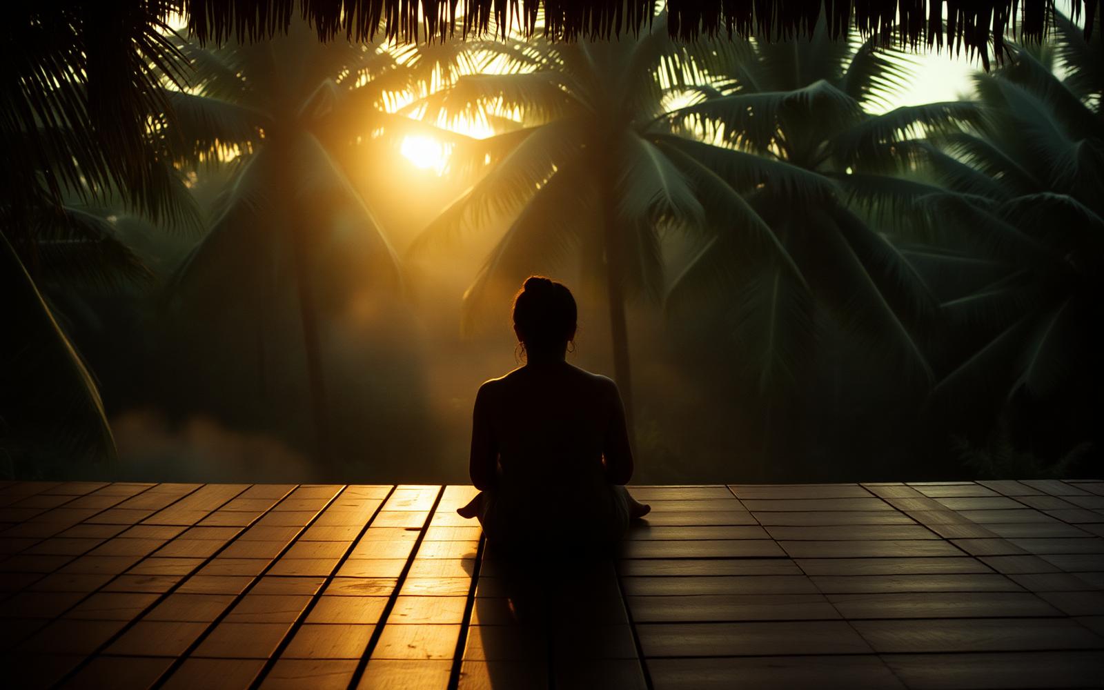 A quiet, reflective private retreat setting at Samyama, Ubud