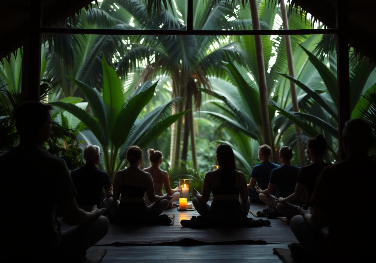 A group in shared presence at Samyama