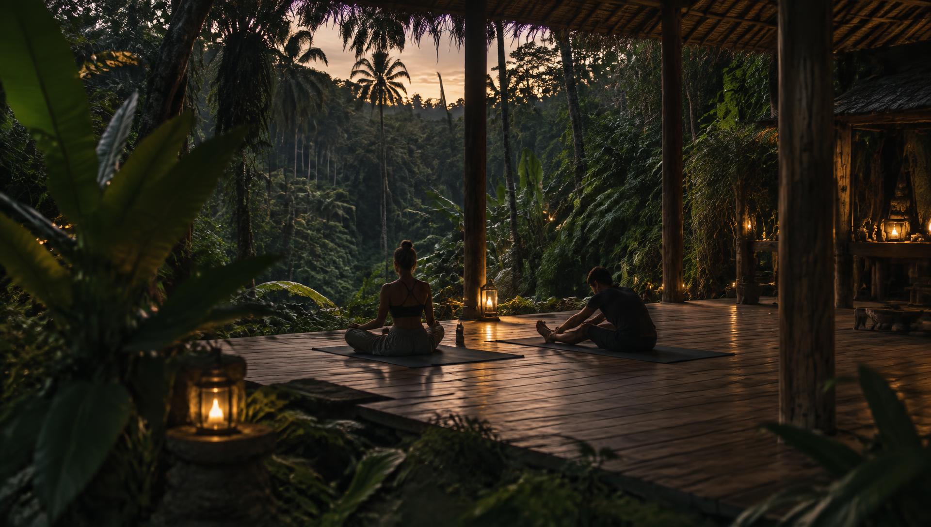 A quiet private yoga and meditation practice space at Samyama, Ubud