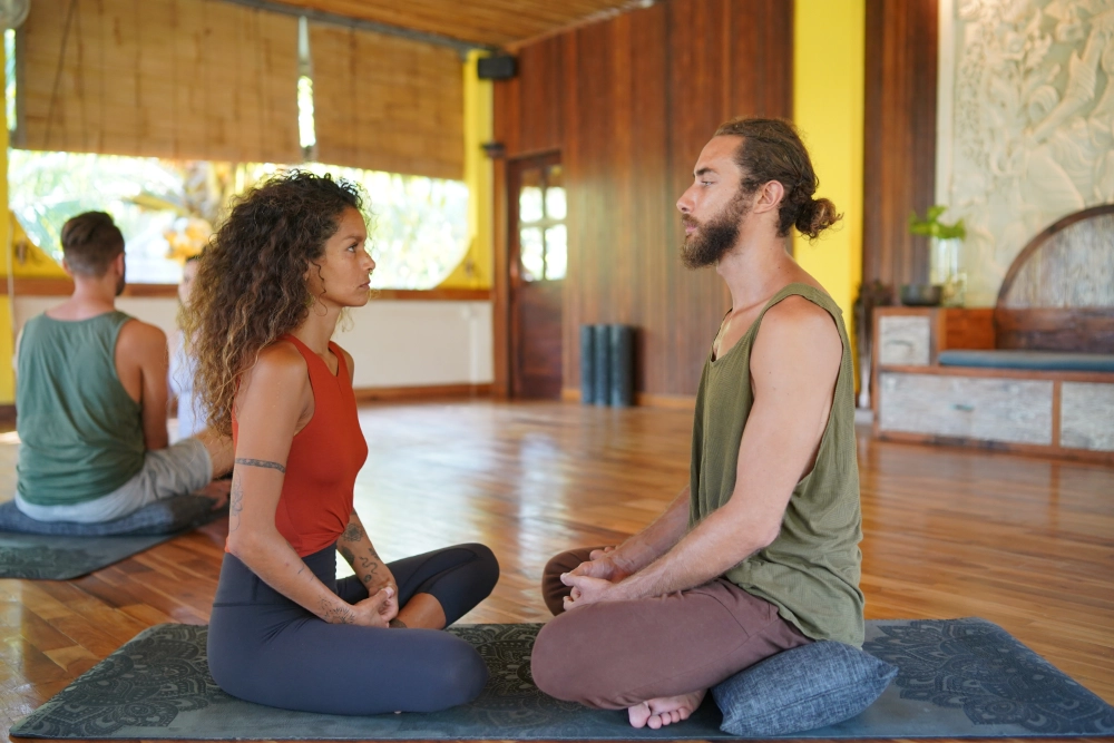 Quiet moment of embodied practice at Samyama